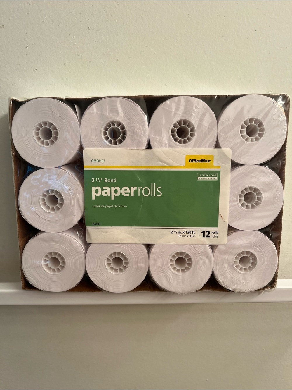 White 2 1/4" Bond Paper Rolls - 12 Pack
